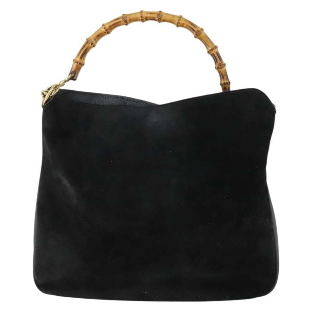 Gucci Bamboo Suede Shoulder Bag Black